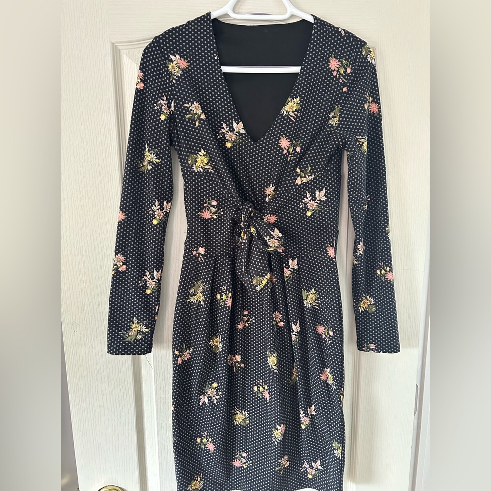 Dex Black Floral Long Sleeve Dress